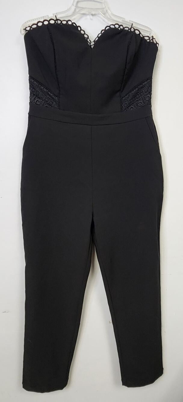 Harlyn Womens Strapless Black Jumpsuit-Size XL